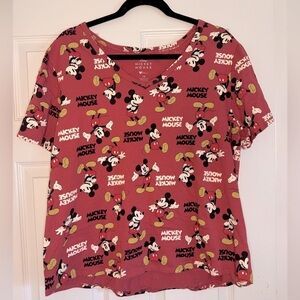 Women's Disney Red Mickey Mouse Top